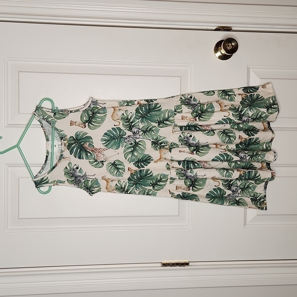 Karolina Kijan X H&M Jungle Safari Patterned Cotton Jersey Dress Size 8